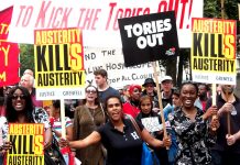 Protesters on Saturday’s “Tories Out’ march demand ‘Justice for Grenfell’