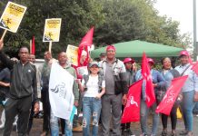 SERCO strikers on the picket line at Whipps Cross Hospital