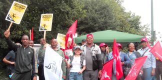 SERCO strikers on the picket line at Whipps Cross Hospital