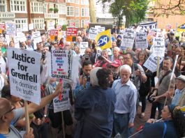 Hundreds of demonstrators demanding justice for the victims of the Grenfell Tower inferno – survivors and relatives of the victims forced their way into the meeting of Kensington and Chelsea Council on Wednesday evening