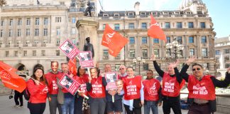 Bank of England workers began their first strike for fifty years yesterday morning