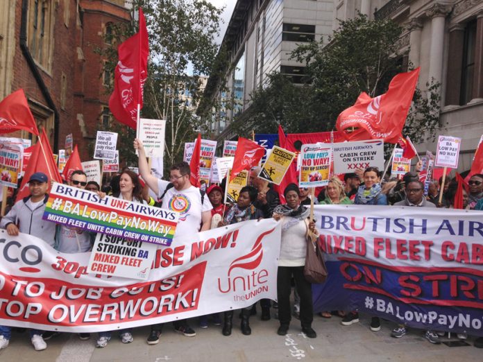 Serco and BA mixed fleet cabin crew lobby the Serco shareholders meeting at JP Morgan at 8.00am yesterday