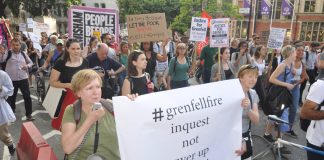 Marchers demand an inquest into the Grenfell fire accusing the inquiry of being a cover-up