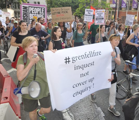 Marchers demand an inquest into the Grenfell fire accusing the inquiry of being a cover-up