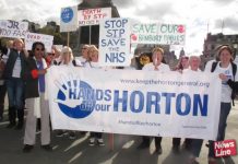 Horton Hospital campaigners demonstrate in London against the closure of the hospital’s maternity department