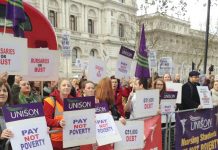 Student nurses and midwives lobby the Department of Health demanding the restoration of bursaries