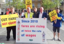 RMT general secretary MICK CASH and his assistant STEVE HEDLEY were adamant that in the interests of its passengers the rail industry must be renationalised