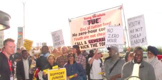 Young Socialists lobby of the TUC Congress in Brighton last year demanded an end to cheap labour for youth