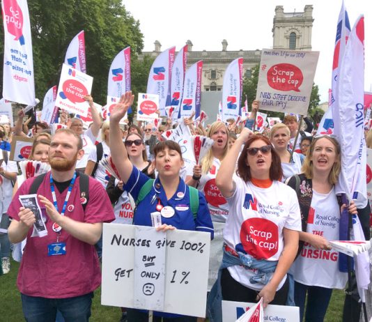 At their rally outside the House of Commons yesterday nurses made it very clear they they intended to smash the pay cap