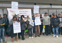 A section of the Young Socialists lobby of the TUC Congress in Brighton yesterday