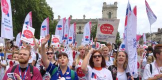 Nurses rally in Parliament Square to show the Tories that ‘enough is enough’ and they are determined to win a decent pay rise