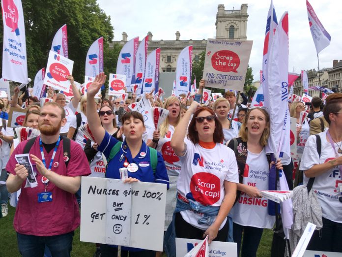 Nurses rally in Parliament Square to show the Tories that ‘enough is enough’ and they are determined to win a decent pay rise