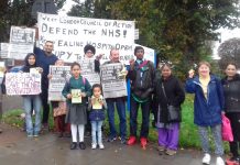 West London Council of Action picket at Ealing hospital determined to keep it open and calling for a big turnout for Sunday’s ‘Big Bike Ride’