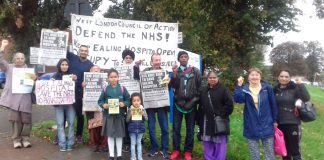 West London Council of Action picket at Ealing hospital determined to keep it open and calling for a big turnout for Sunday’s ‘Big Bike Ride’