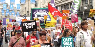 300,000 marched on parliament on July 1st to demand ‘Tories Out!’– today with the Tory party in a huge crisis the Labour leaders are silent