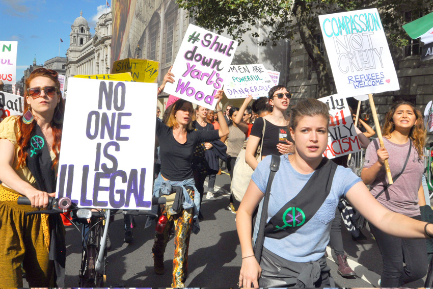 Marchers demand the closure of Yarl’s Wood on London’s ‘Refugees Welcome’ demonstration