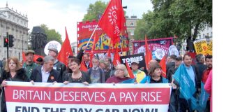 TUC unions marching in central London last Tuesday demanding the ending of the 1 per cent public sector pay cap