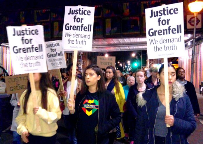 London school youth on the 1,000-strong march in North Kensington on 14th October remembering the victims of the Grenfell Tower inferno