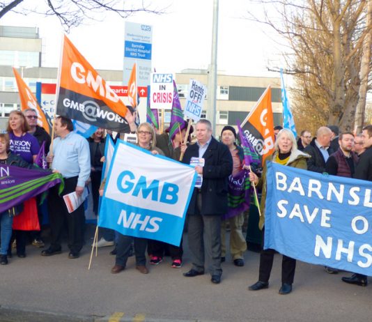 Demonstration earlier this year outside Barnsley Hospital insisting it must be kept open