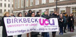 Birkbeck College UCU members on the picket line