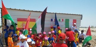 Children from the Jabal village gather to protest at the demolition of the only kindergarten Photo credit: Norwegian Refugee Council