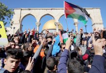 Palestinians demonstrate in Jerusalem against President Trump’s decision to move the US embassy from Tel Aviv to Jerusalem