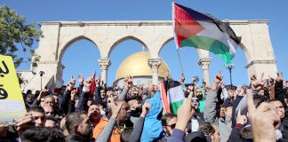 Palestinians demonstrate in Jerusalem against President Trump’s decision to move the US embassy from Tel Aviv to Jerusalem