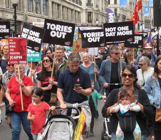 On July 1st 300,000 marched on Parliament after McDonnell urged them to do so – since then Labour has refused to call for the Tories to go