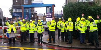 Deptford ambulance workers on the picket line during their nationwide strike in 2014 – they are overworked, understaffed and underpaid