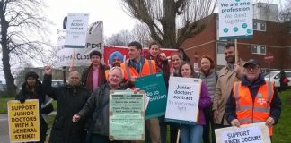 Junior doctors on the picket line during their last strike