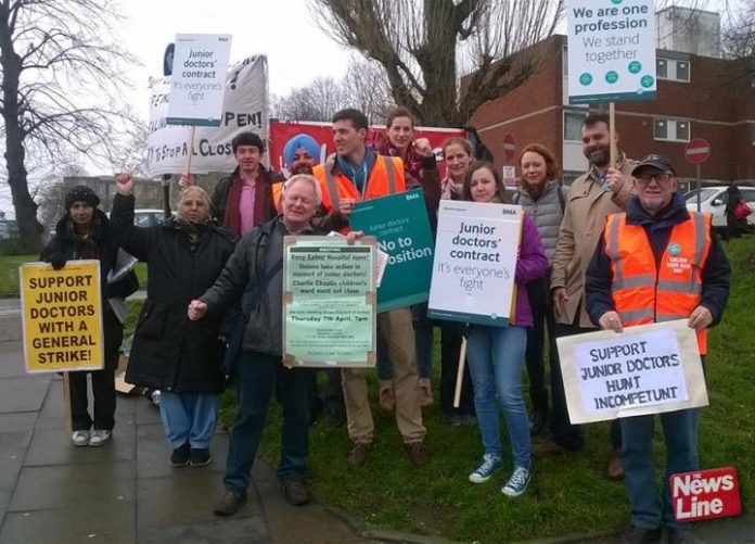 Junior doctors on the picket line during their last strike