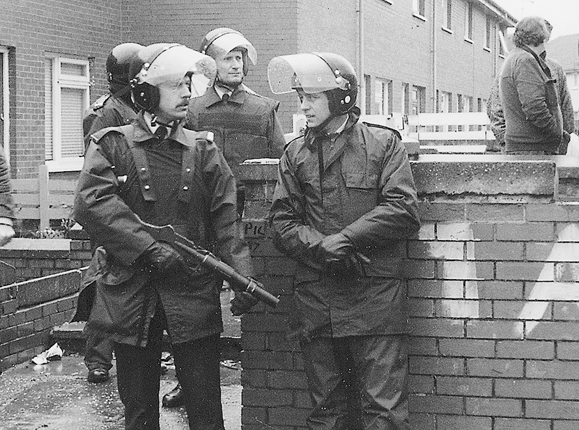 RUC riot police on a street corner in the north