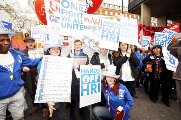 Huddersfield Royal Infirmary protest – one of the thousands of demonstrations against the cuts in the NHS