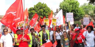 Cleaners, security and catering staff at the Royal London Hospital took strike action against their employer Serco last year