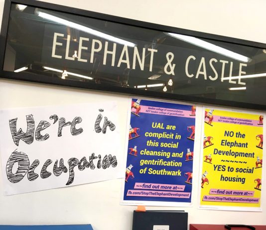 UAL students are in indefinite occupation opposing the Elephant & Castle gentrification
