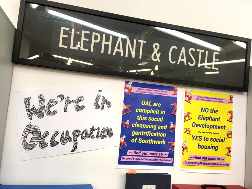 UAL students are in indefinite occupation opposing the Elephant & Castle gentrification