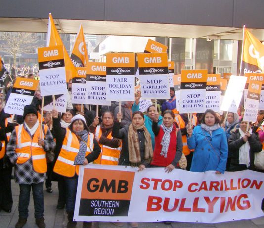 Carillion GMB members at the Great Western Hospital in Swindon during their strike action against harassment and bullying