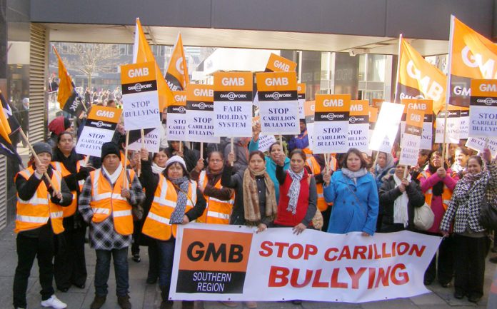 Carillion GMB members at the Great Western Hospital in Swindon during their strike action against harassment and bullying