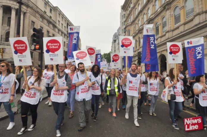 Nurses marching to demand that bursaries are restored to bring many more young people into the profession