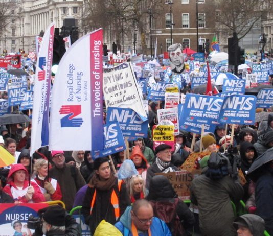 A section of the tens of thousands at the rally opposite Downing Street