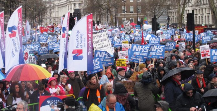 A section of the tens of thousands at the rally opposite Downing Street