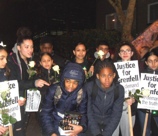 Youth on December’s silent march for Grenfell in North Kensington – they demand Justice for Grenfell