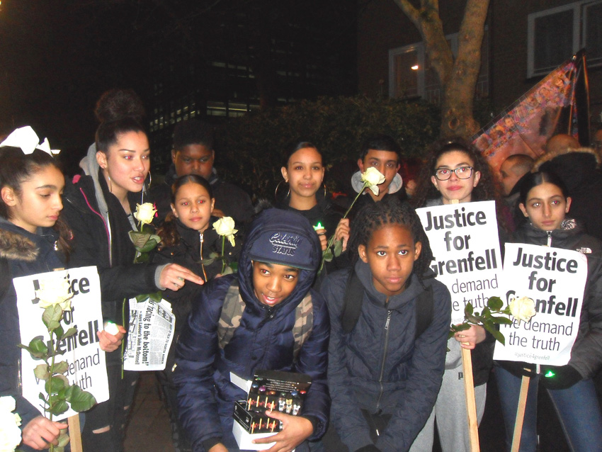 Youth on December’s silent march for Grenfell in North Kensington – they demand Justice for Grenfell