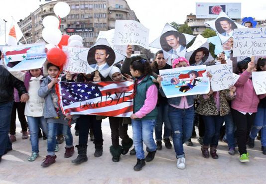 Demonstration through liberated Aleppo declares ‘Goodbye USA’