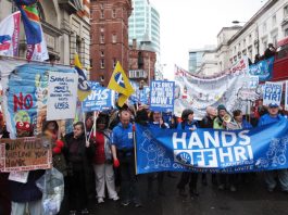 RI campaigners on the 100,000-strong ‘Hands off the NHS’ demonstration in London last March