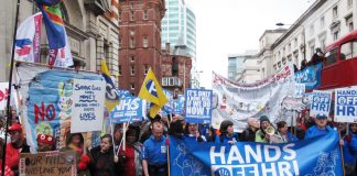 RI campaigners on the 100,000-strong ‘Hands off the NHS’ demonstration in London last March