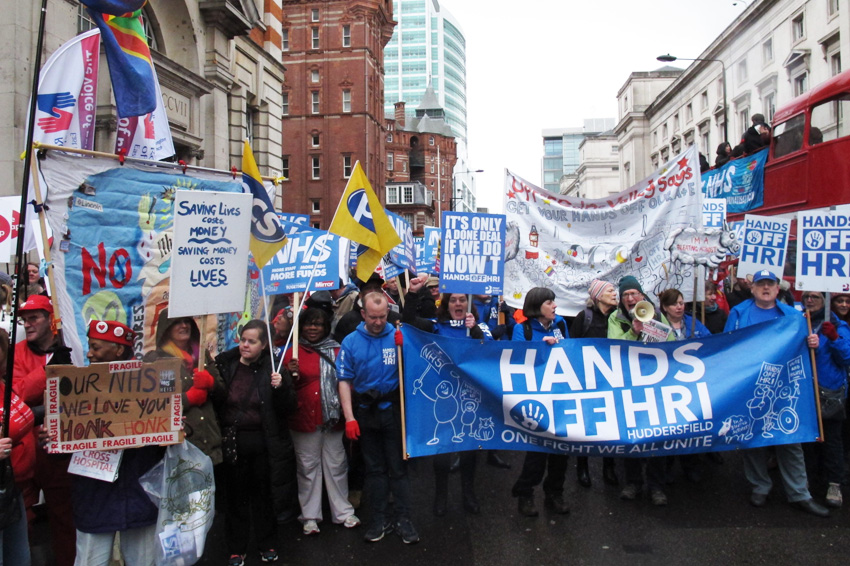 RI campaigners on the 100,000-strong ‘Hands off the NHS’ demonstration in London last March