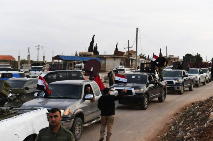 Syrian popular forces arriving in Afrin area on Wednesday to support the locals against Daesh terrorists and Turkish regime aggression