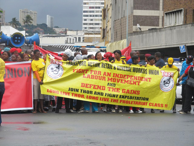 THOR banner on a demonstration in Durban