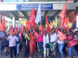 Striking Serco workers at the Bart’s NHS trust in east London – will Serco be the next Carillion?